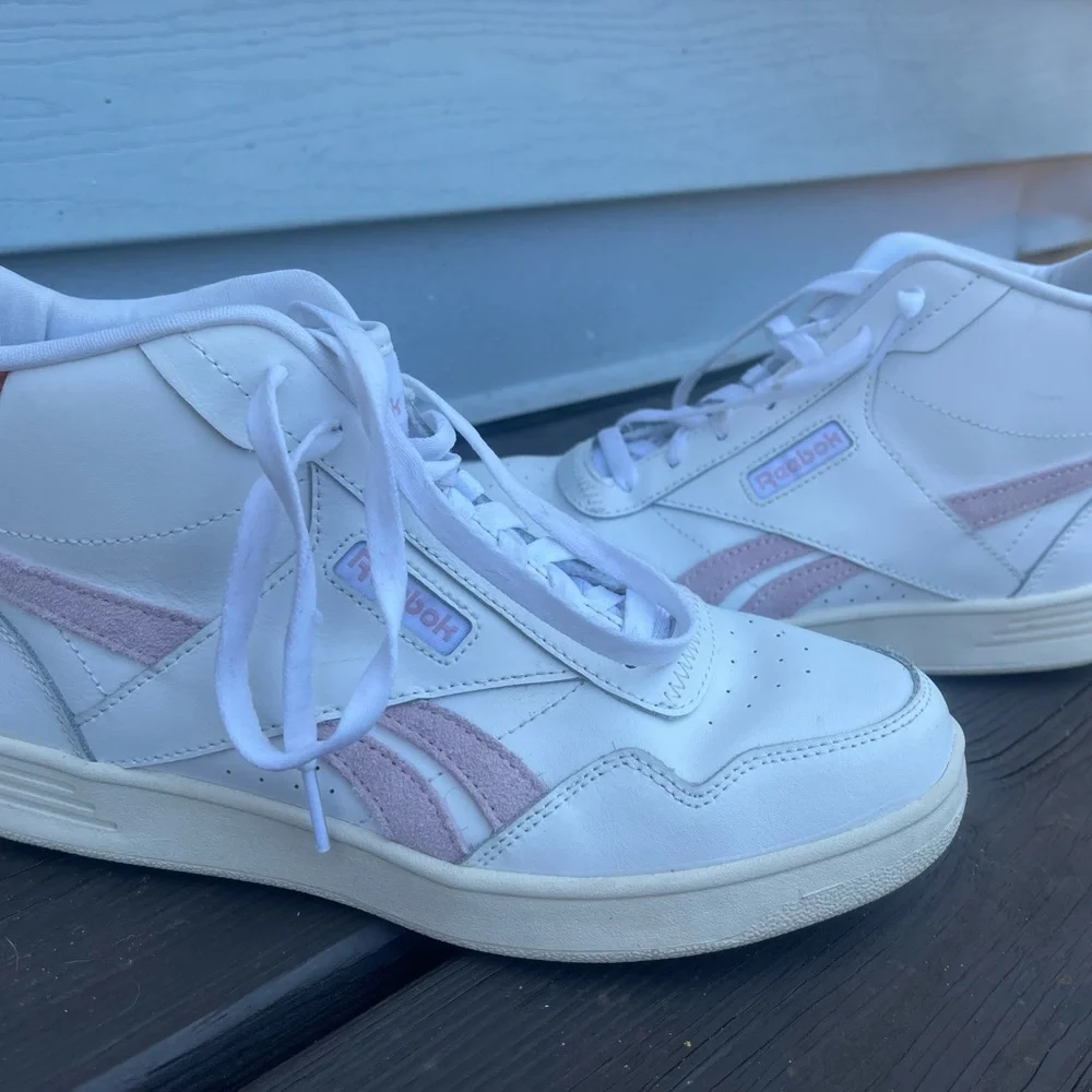 Reebok White and Pink High-Top Sneakers - Picture 2 of 7